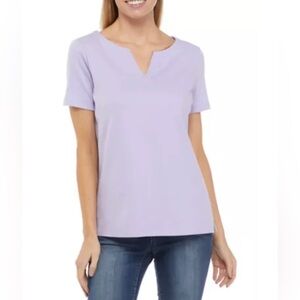 Kim Rogers Perfectly Soft Splitneck Short Sleeve Tee Petite XL